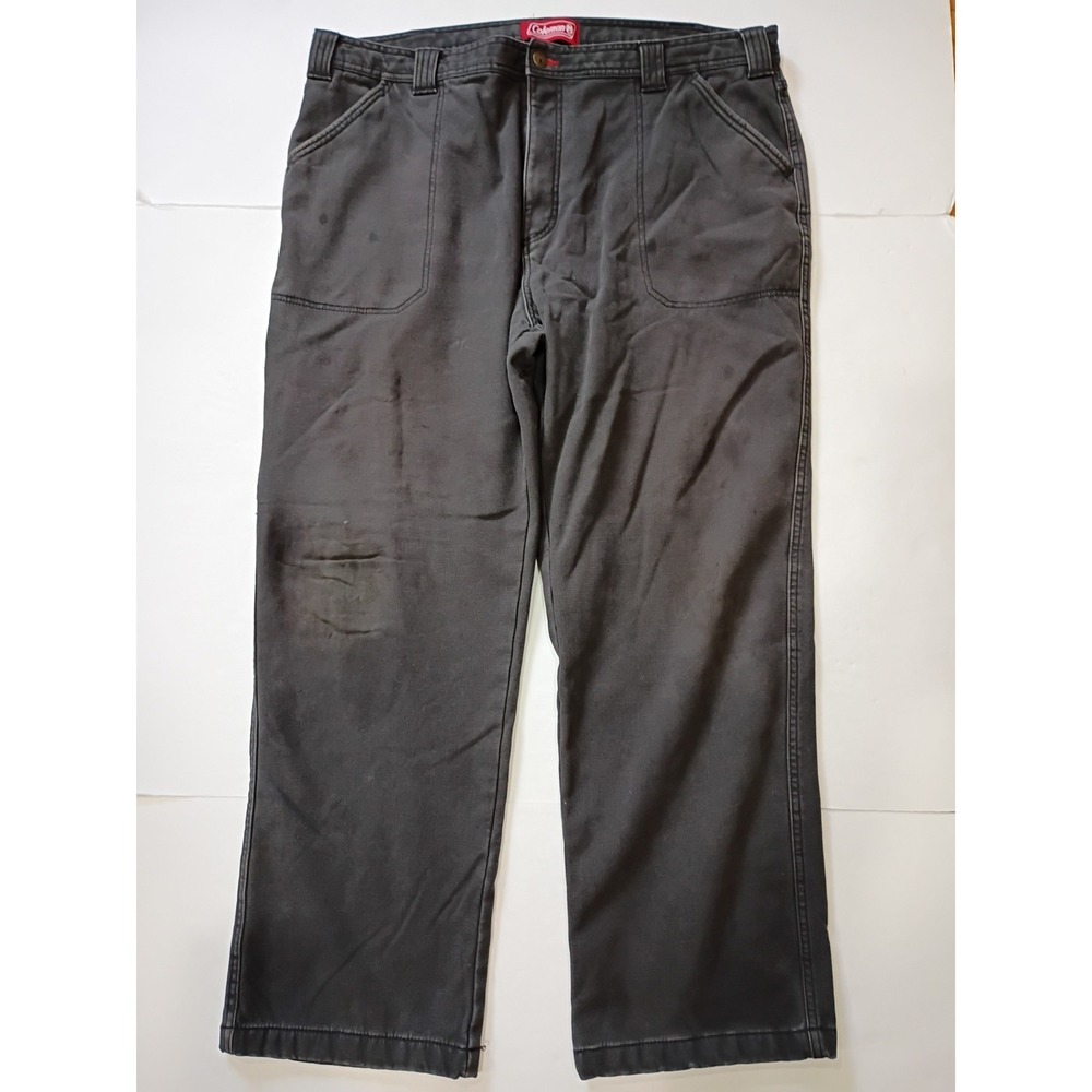 Coleman Fleeced Lined Jeans Mens 40x32 (40x29) Faded Black Utility Workwear Camp
